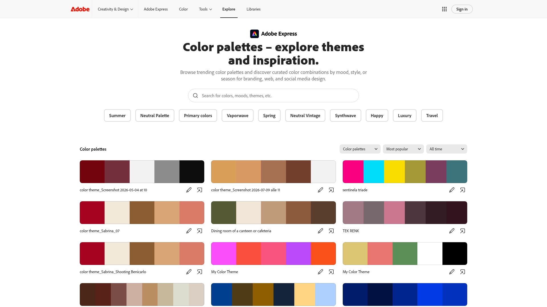 Adobe Colour preview