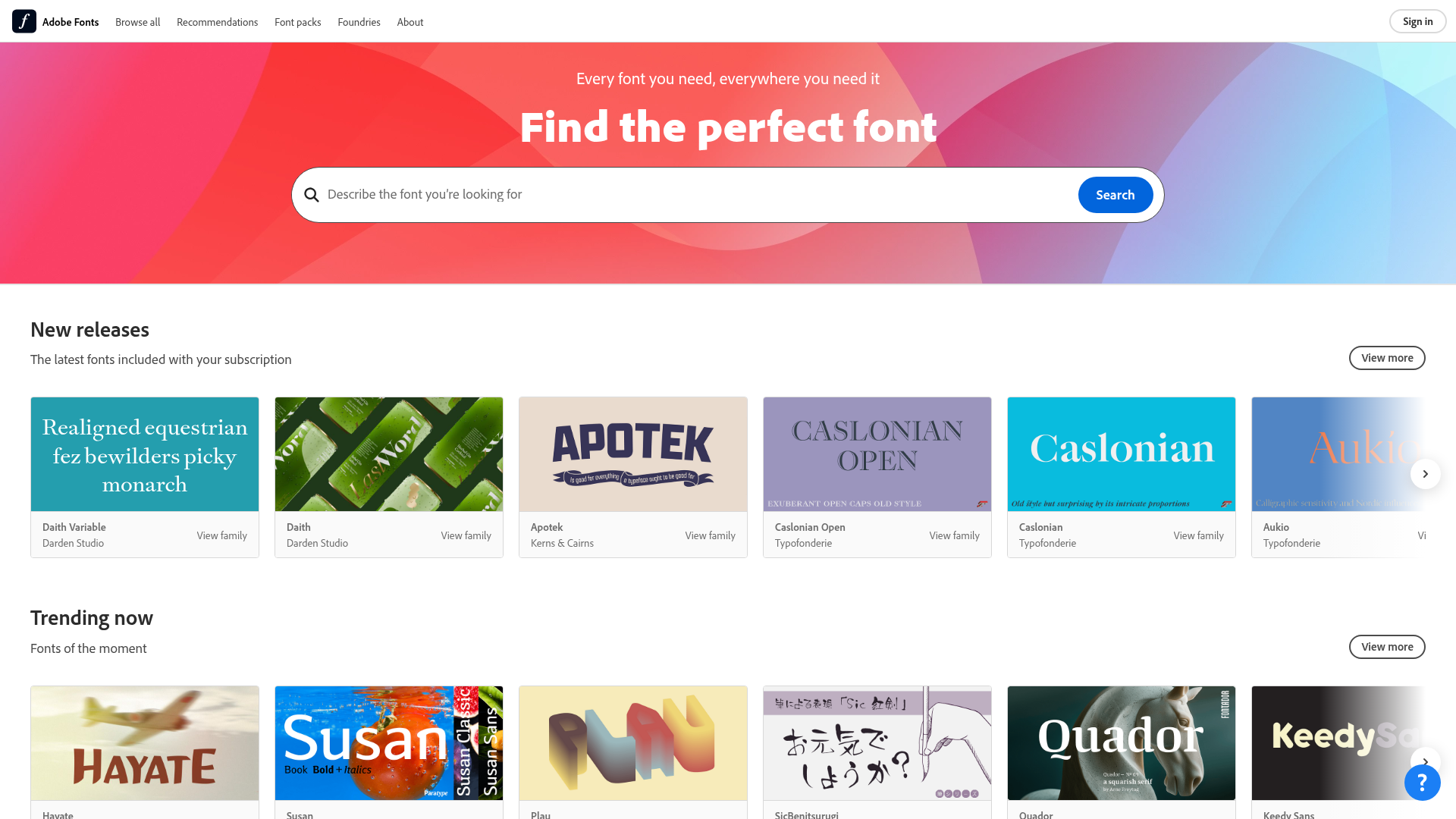 Adobe Fonts preview
