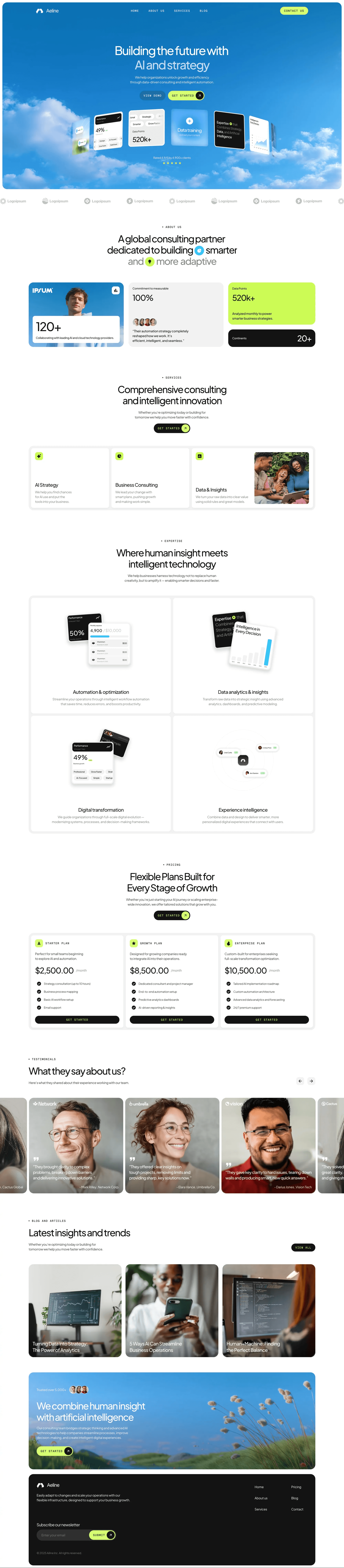 Aeline AI Template desktop screenshot