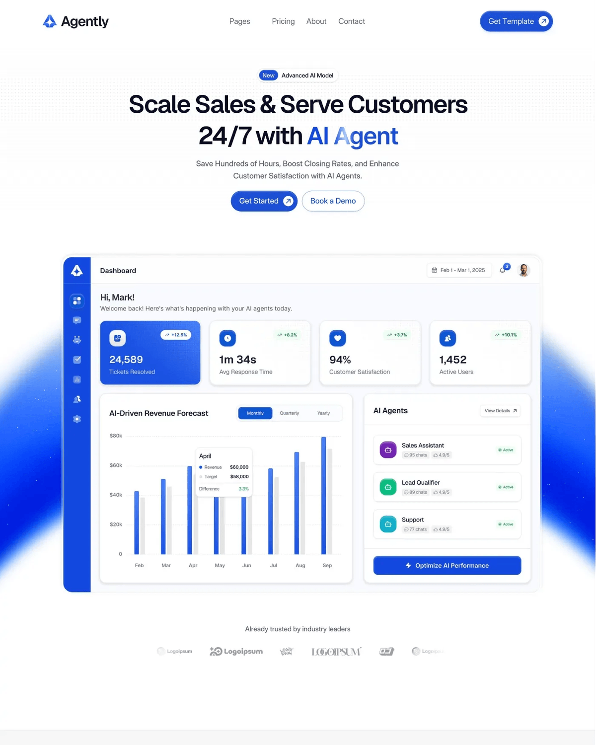 Agently - SaaS & Startup Framer Template screenshot