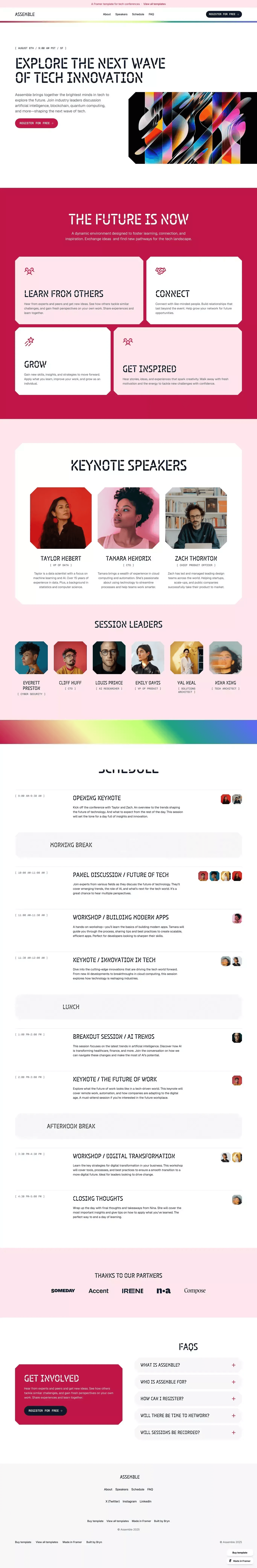 Assemble · Event, Conference & Meetup Template for Framer desktop screenshot