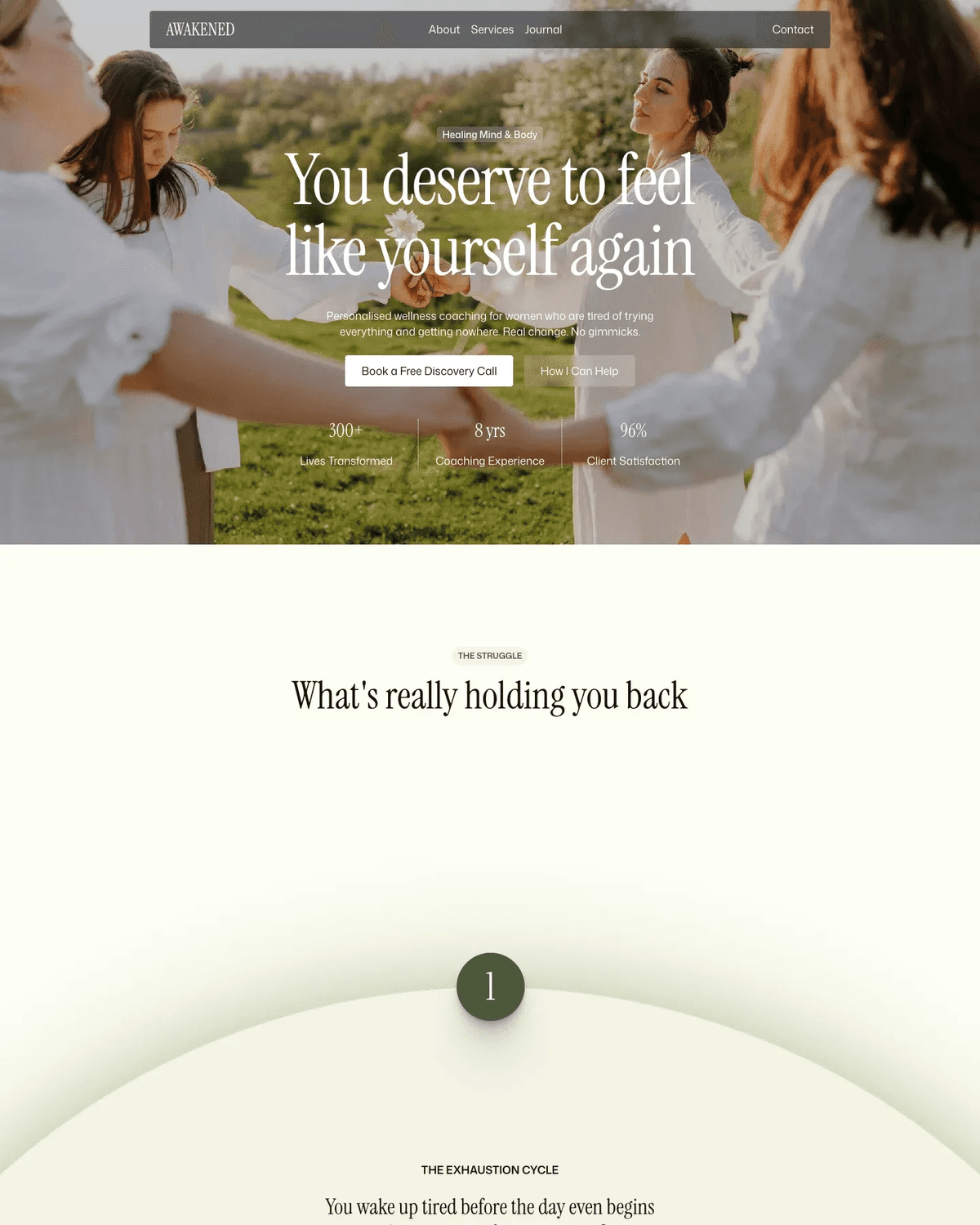 Awakened - Wellness Coach Website Template screenshot