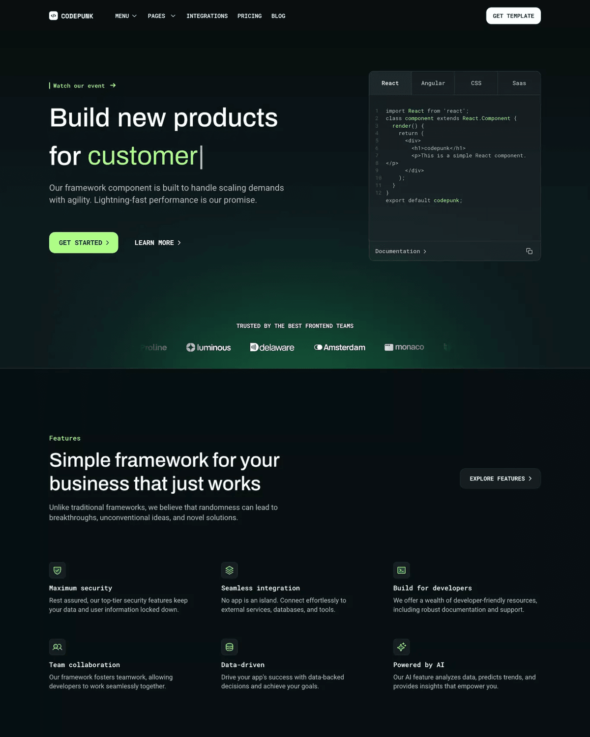 Codepunk - Framer Web 3.0 & SaaS Template screenshot