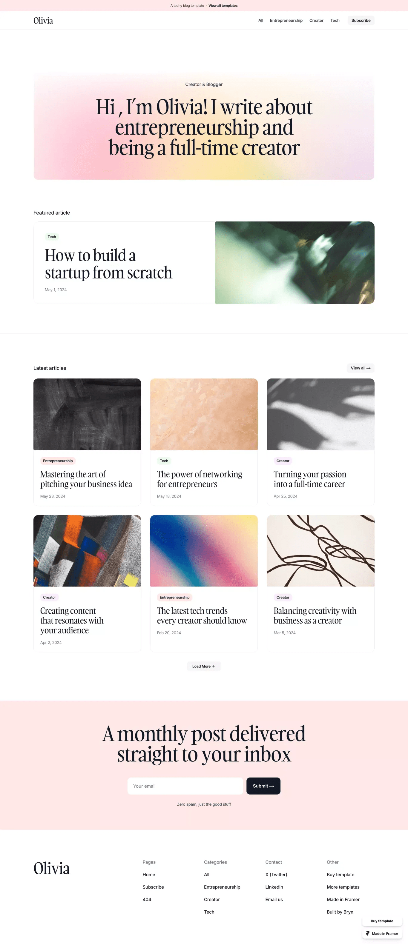 Compose - Blog Template for Framer desktop screenshot