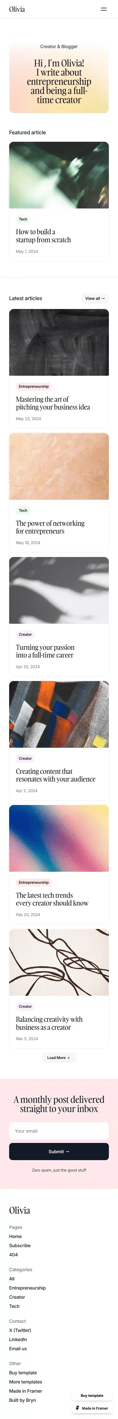 Compose - Blog Template for Framer mobile screenshot