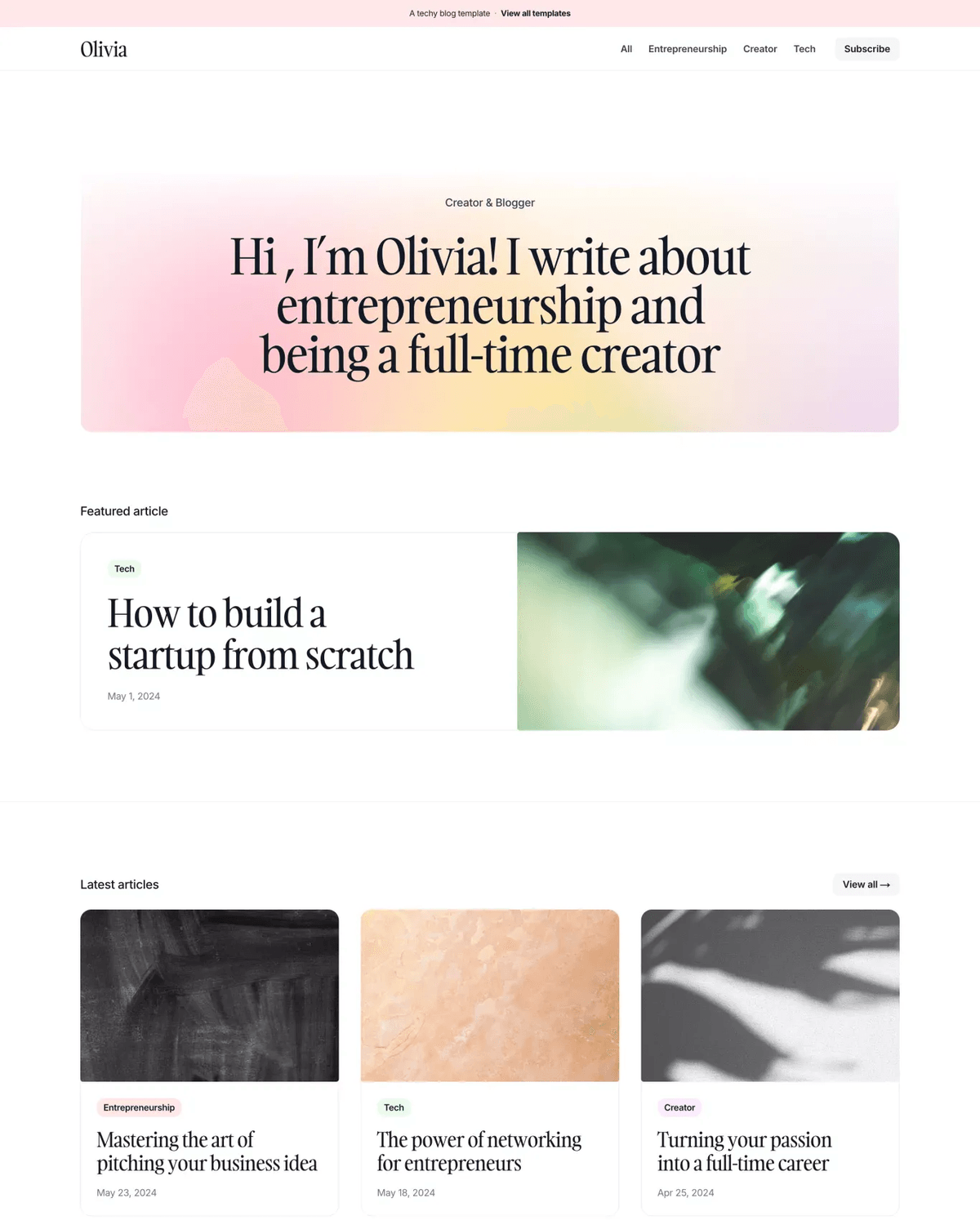 Compose - Blog Template for Framer screenshot