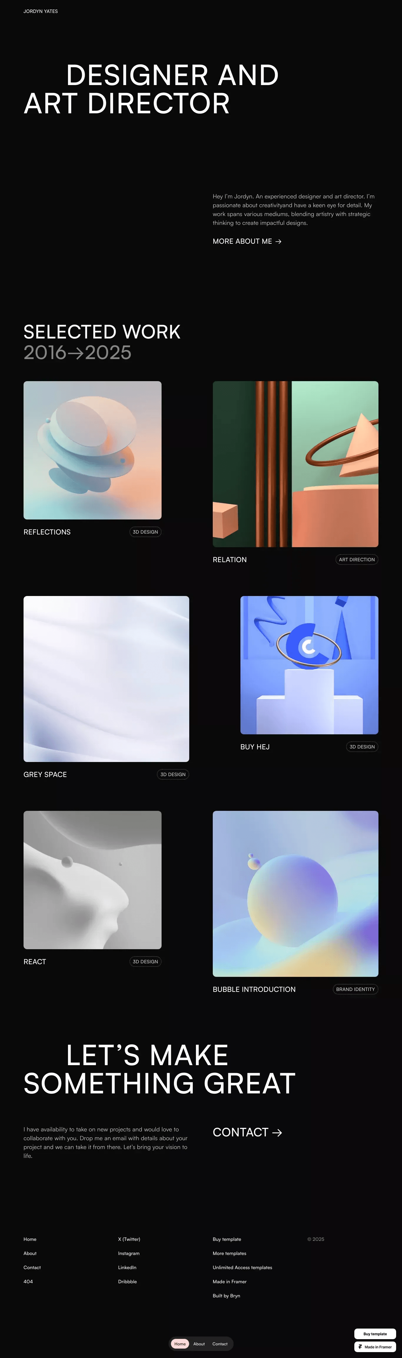 Darkfolio · Portfolio Template for Framer desktop screenshot