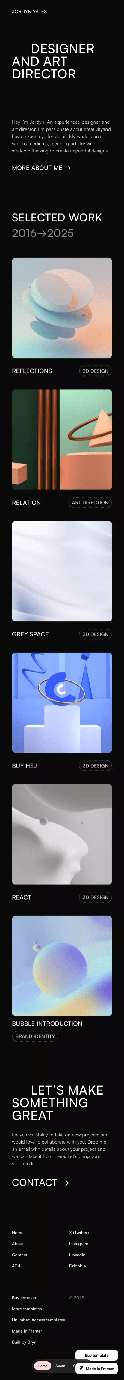 Darkfolio · Portfolio Template for Framer mobile screenshot