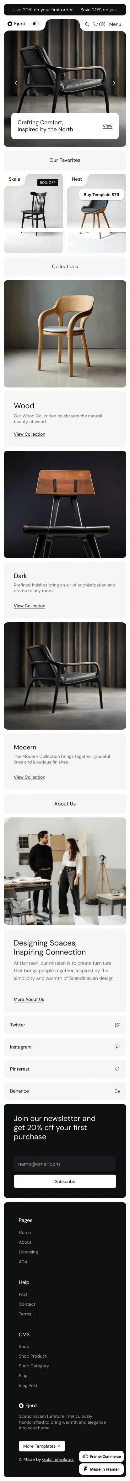 Fjord - E-Commerce Framer Template mobile screenshot