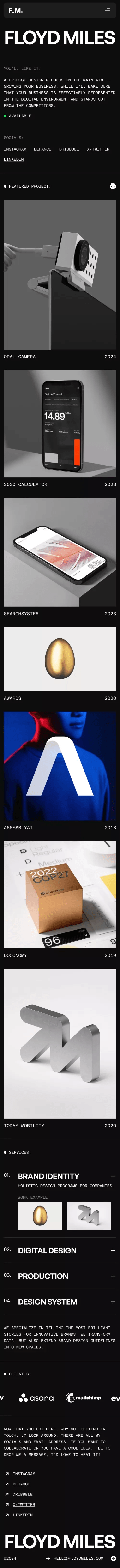F_M Designer - Portfolio Template | Framer mobile screenshot