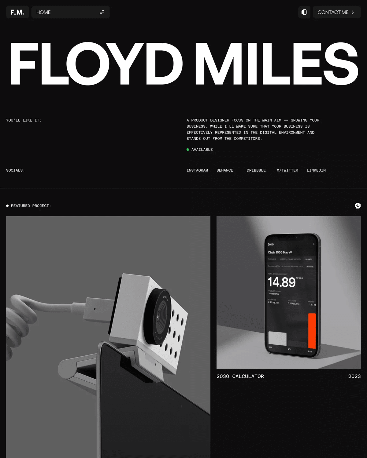 F_M Designer - Portfolio Template | Framer screenshot