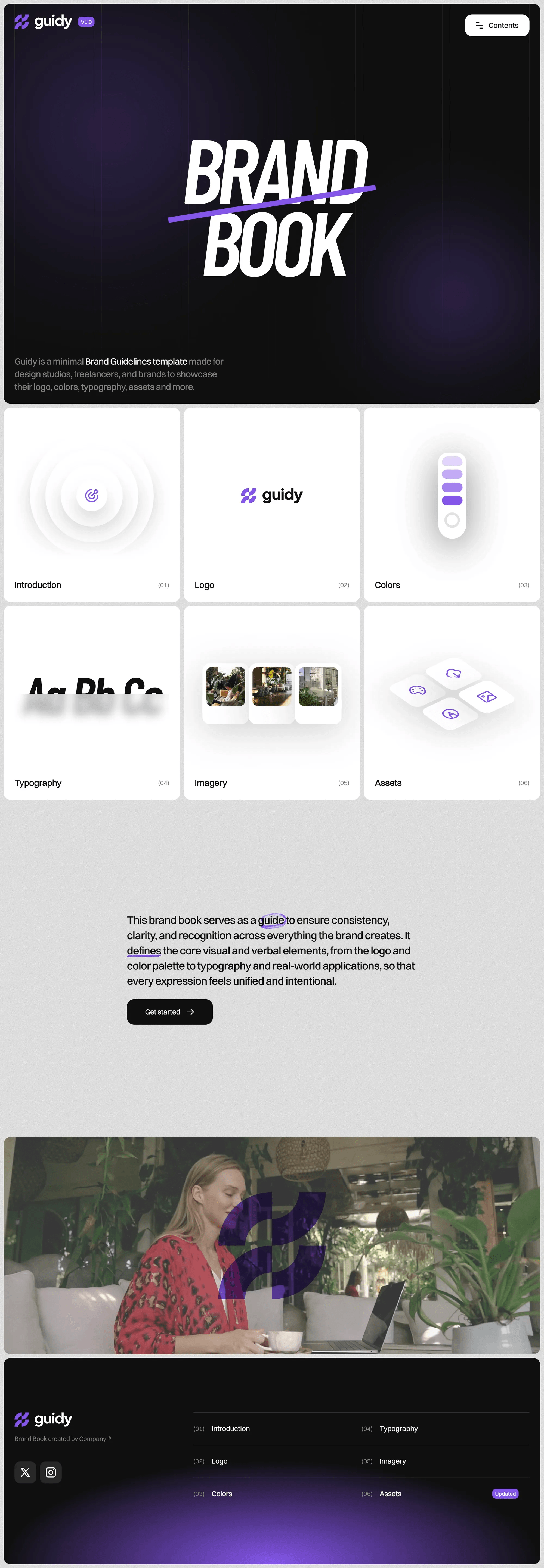 Guidy - A Modern Brand Book Template for Framer desktop screenshot