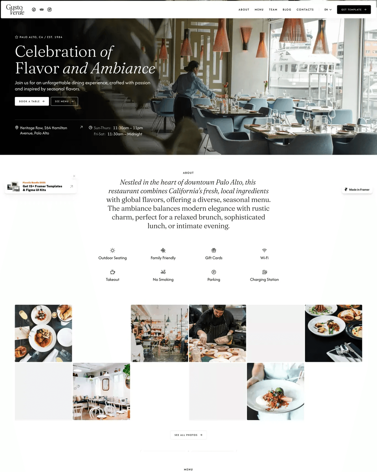 Gusto Verde - Minimalist Framer Template for Restaurants screenshot