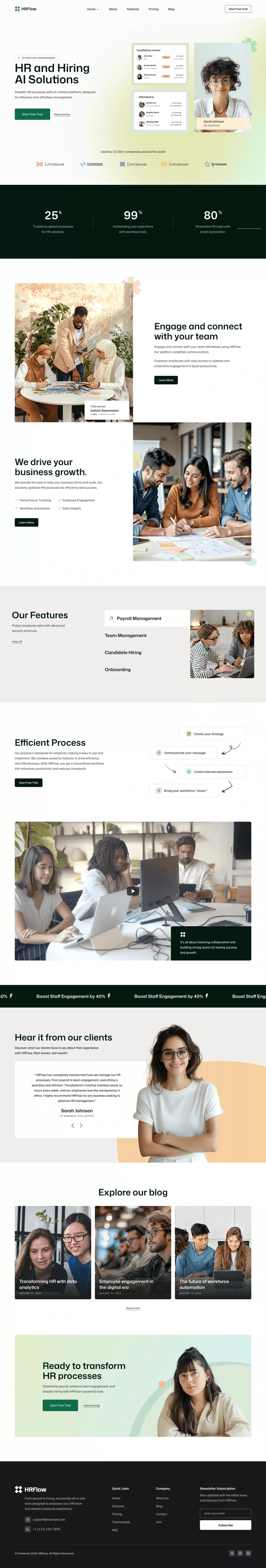 HRflow - Startup & SasS Website Template desktop screenshot