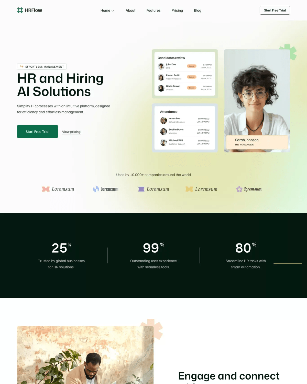 HRflow - Startup & SasS Website Template screenshot