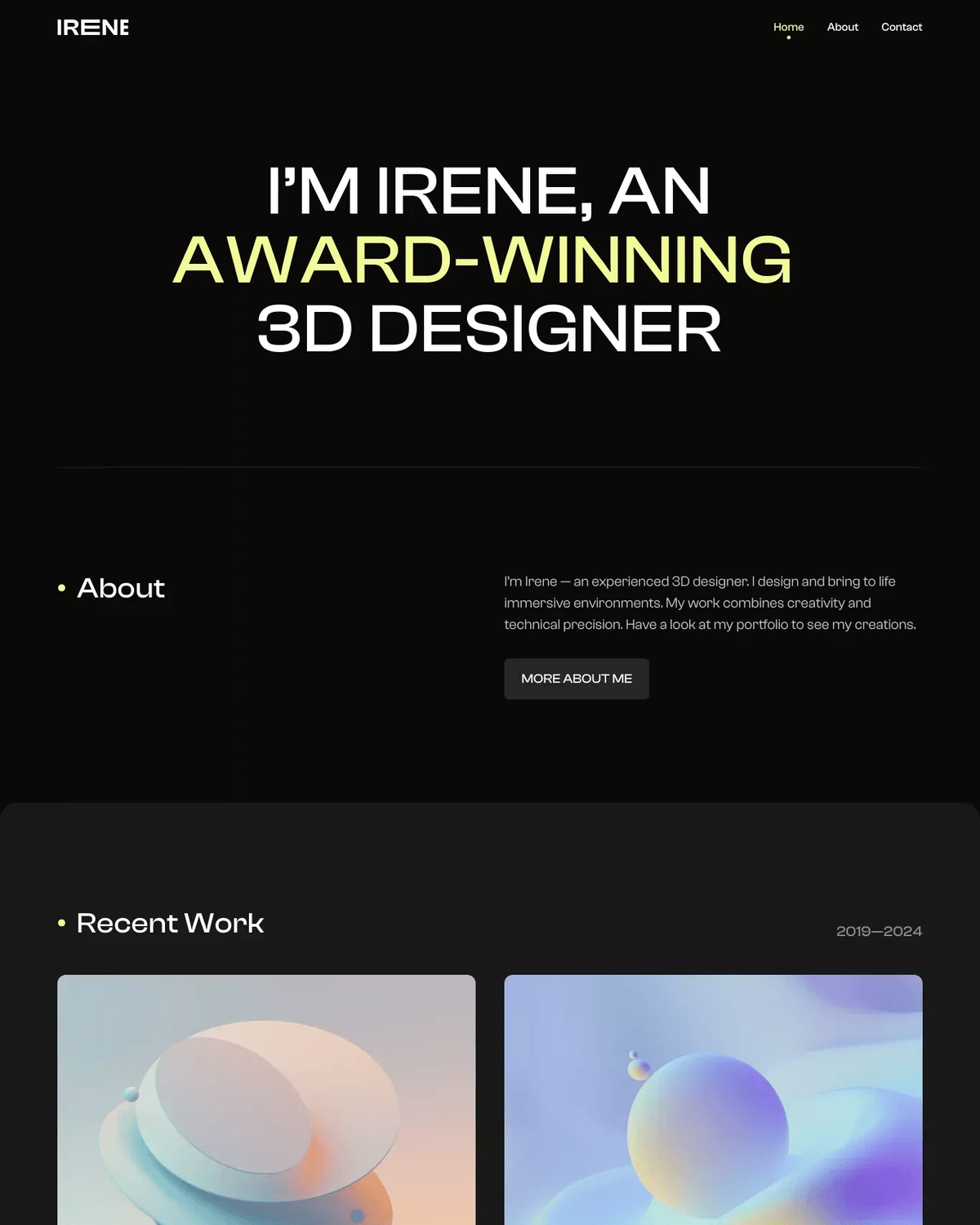 Irene - Portfolio Template for Framer screenshot