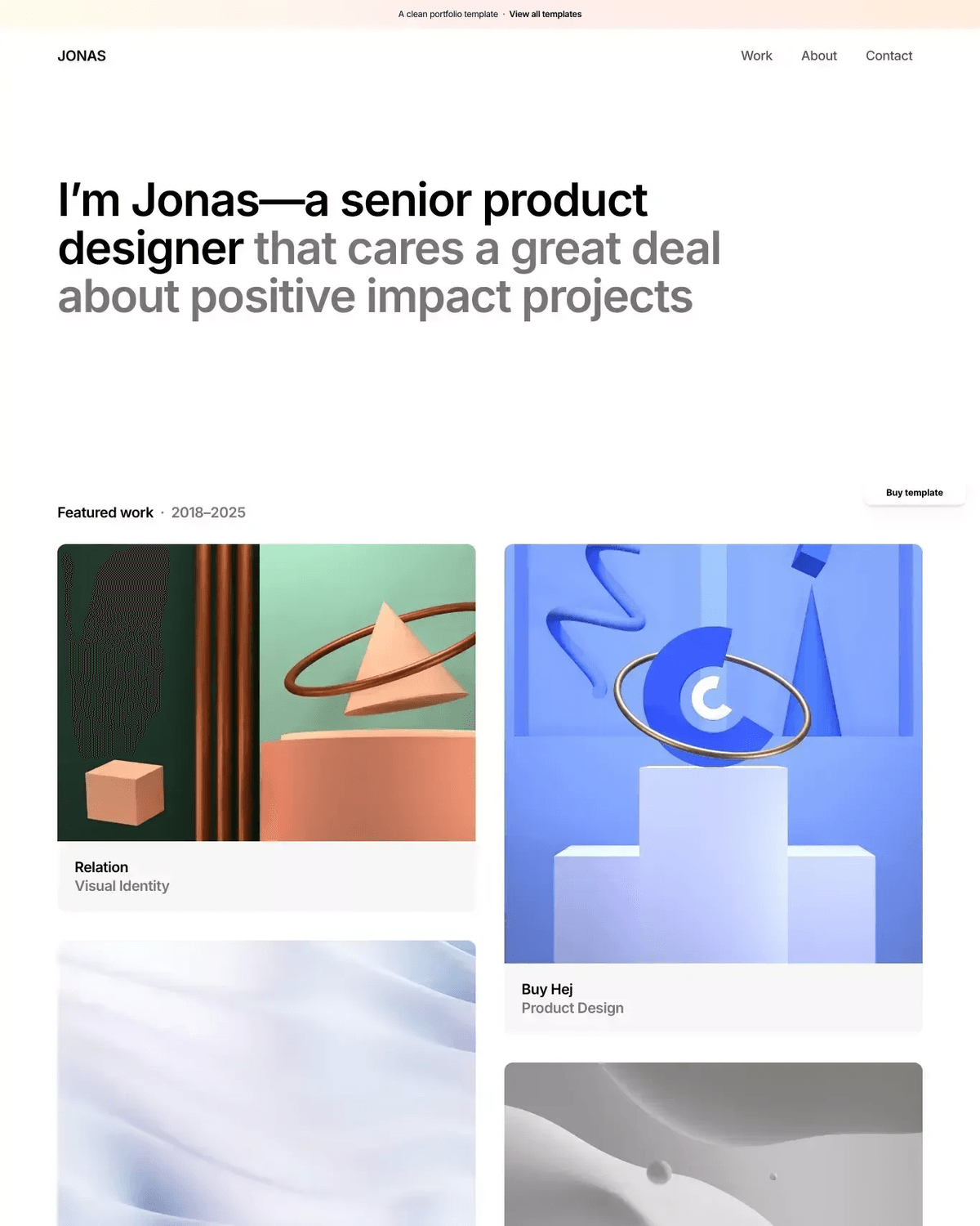 Jonas - Portfolio Template for Framer screenshot