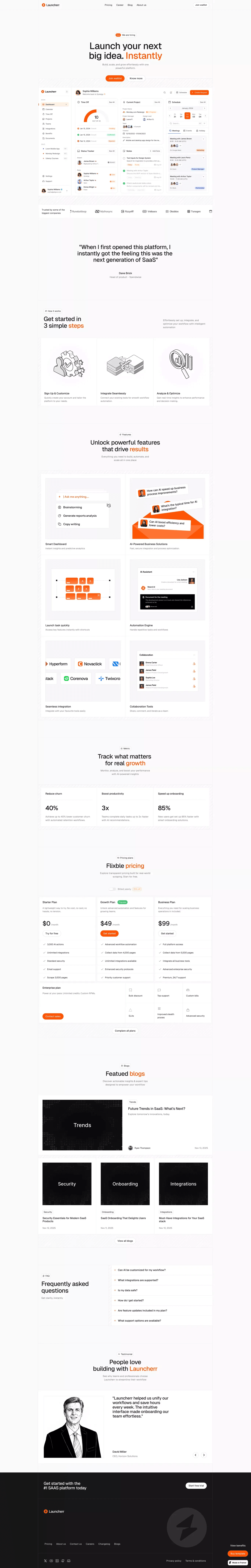 Launcherr - Framer premium SAAS website kit desktop screenshot