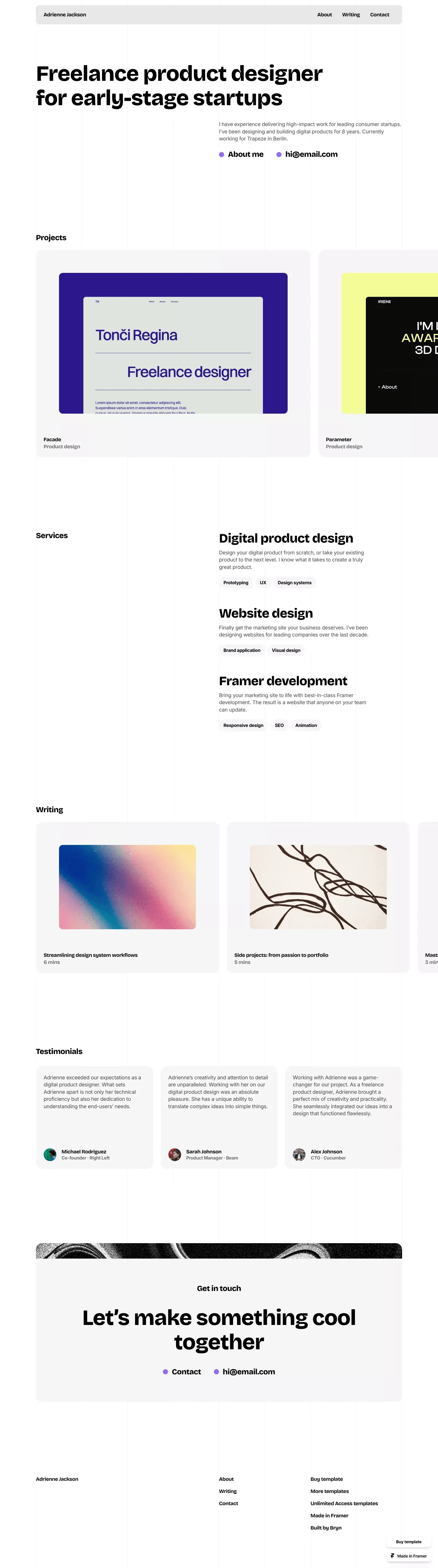 Lucid - Portfolio Template for Framer desktop screenshot
