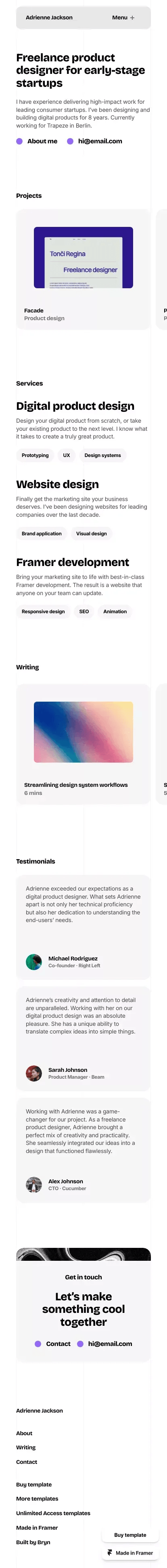 Lucid - Portfolio Template for Framer mobile screenshot