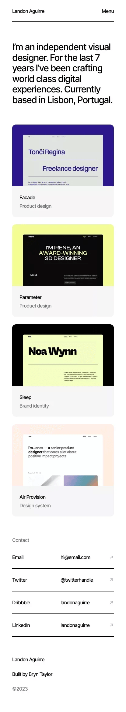 Minimal · Independent Visual Designer mobile screenshot