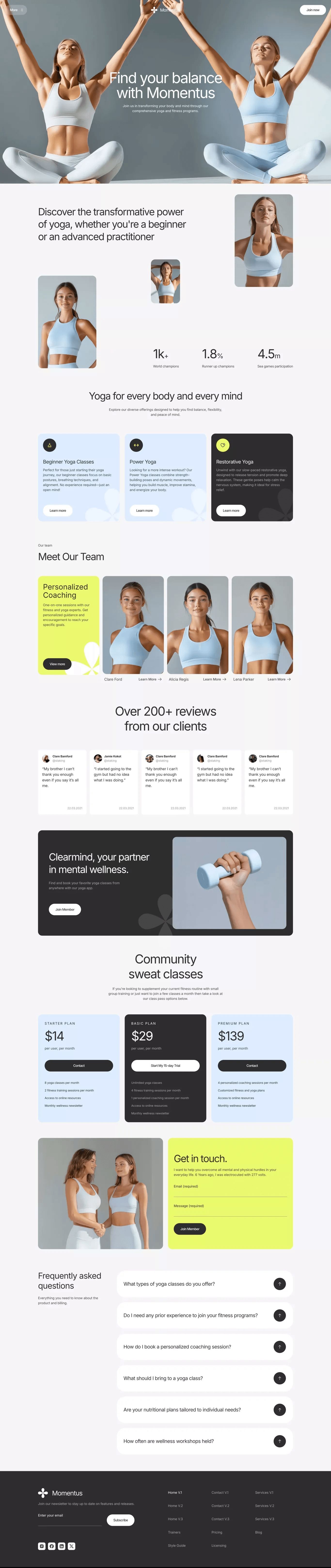 Momentus - Framer and Webflow website template desktop screenshot