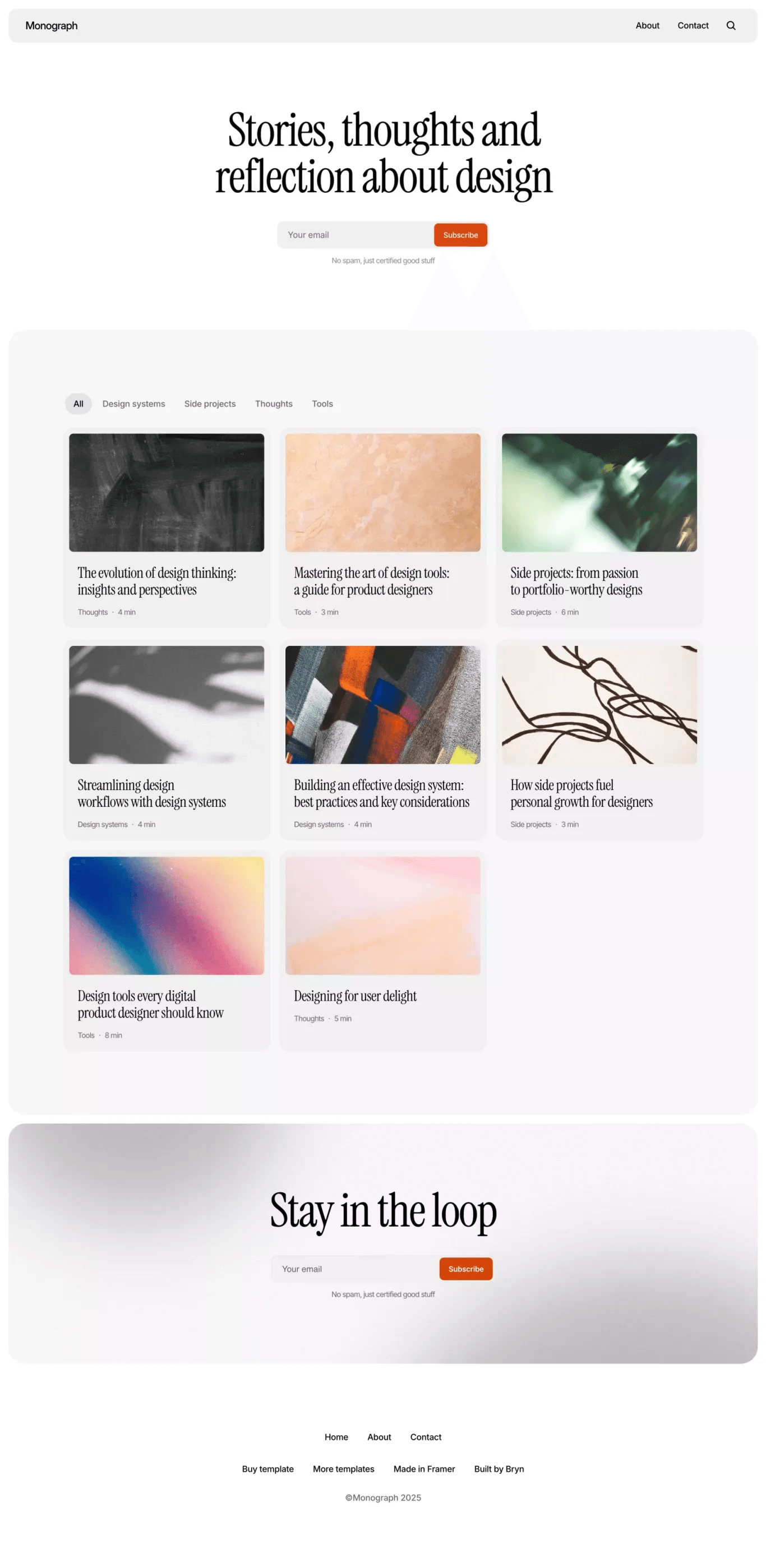 Monograph - Blog Template for Framer desktop screenshot