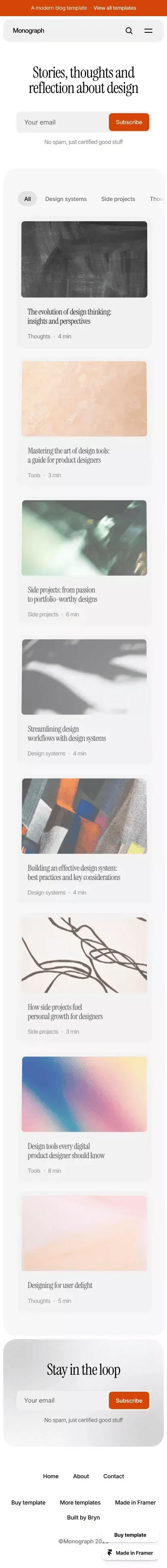 Monograph - Blog Template for Framer mobile screenshot