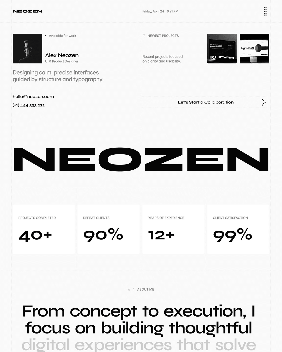 Neozen - Premium Personal Portfolio screenshot