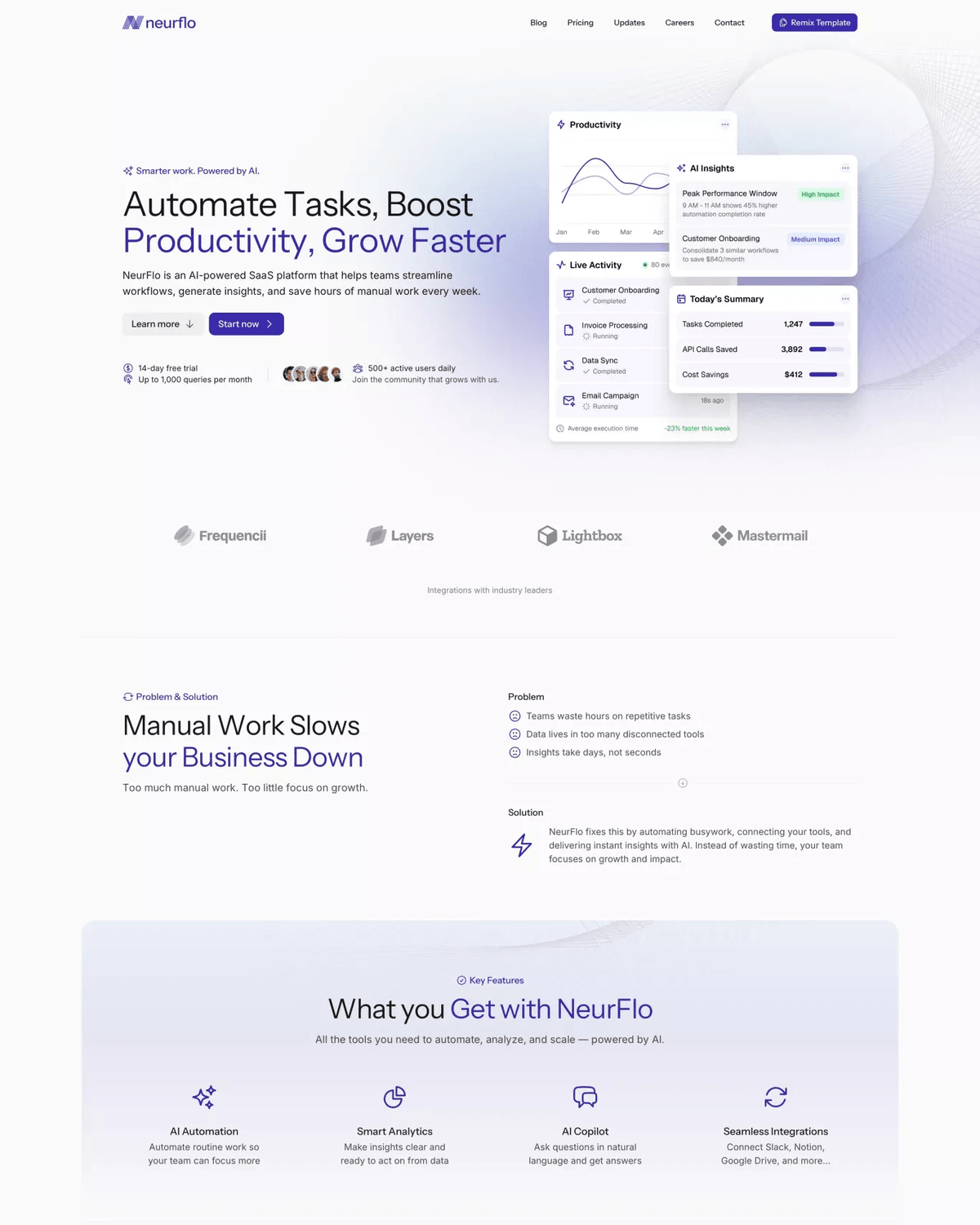 NeurFlo - Free AI Template for Framer screenshot