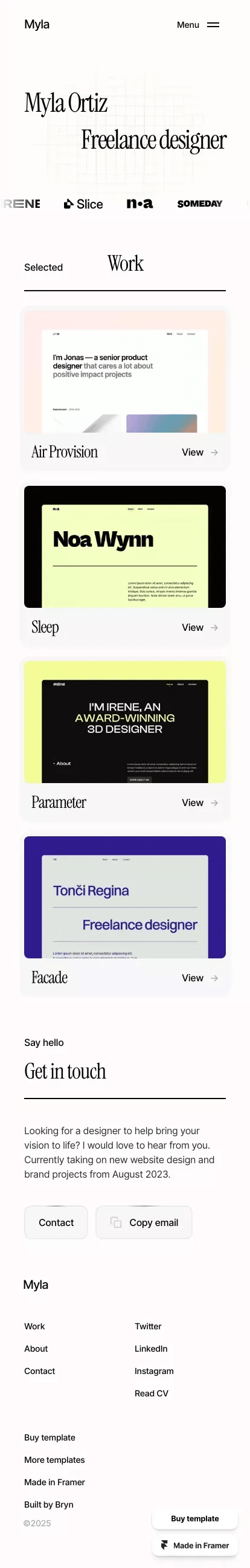 Offset - Portfolio Template for Framer mobile screenshot