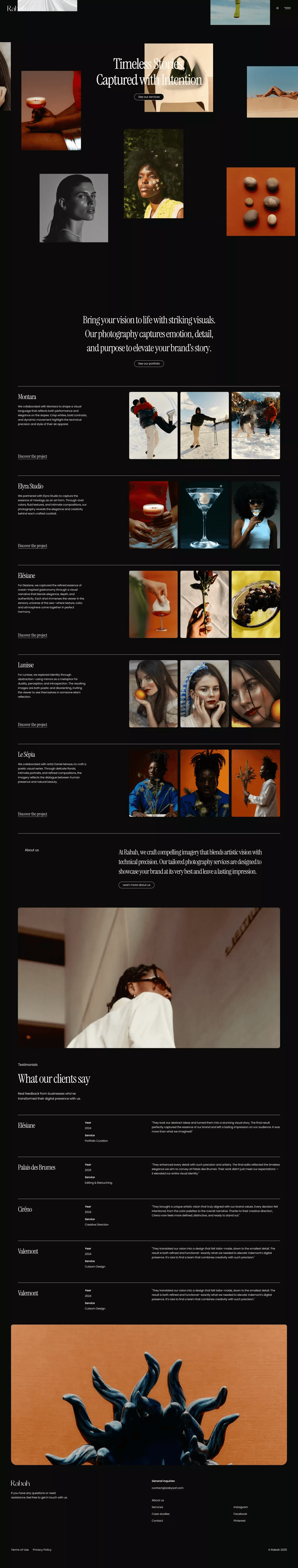 Rabah - Photography Agency & Portfolio Framer Website Template desktop screenshot