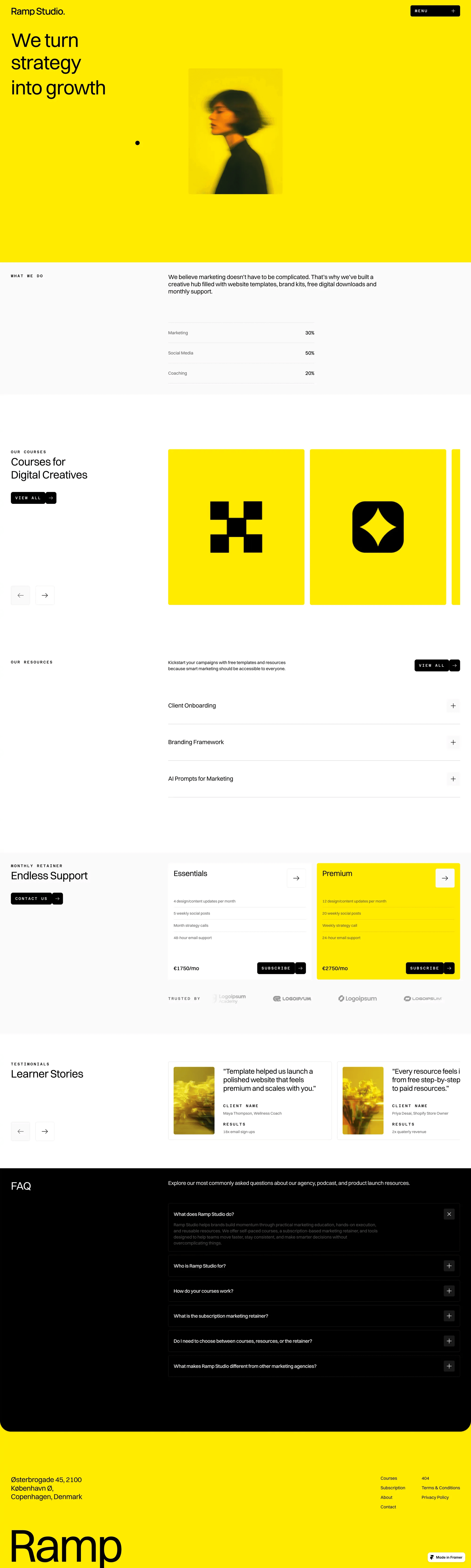 Ramp - Framer template | Marketing Systems, Courses & Resources for Modern Teams desktop screenshot