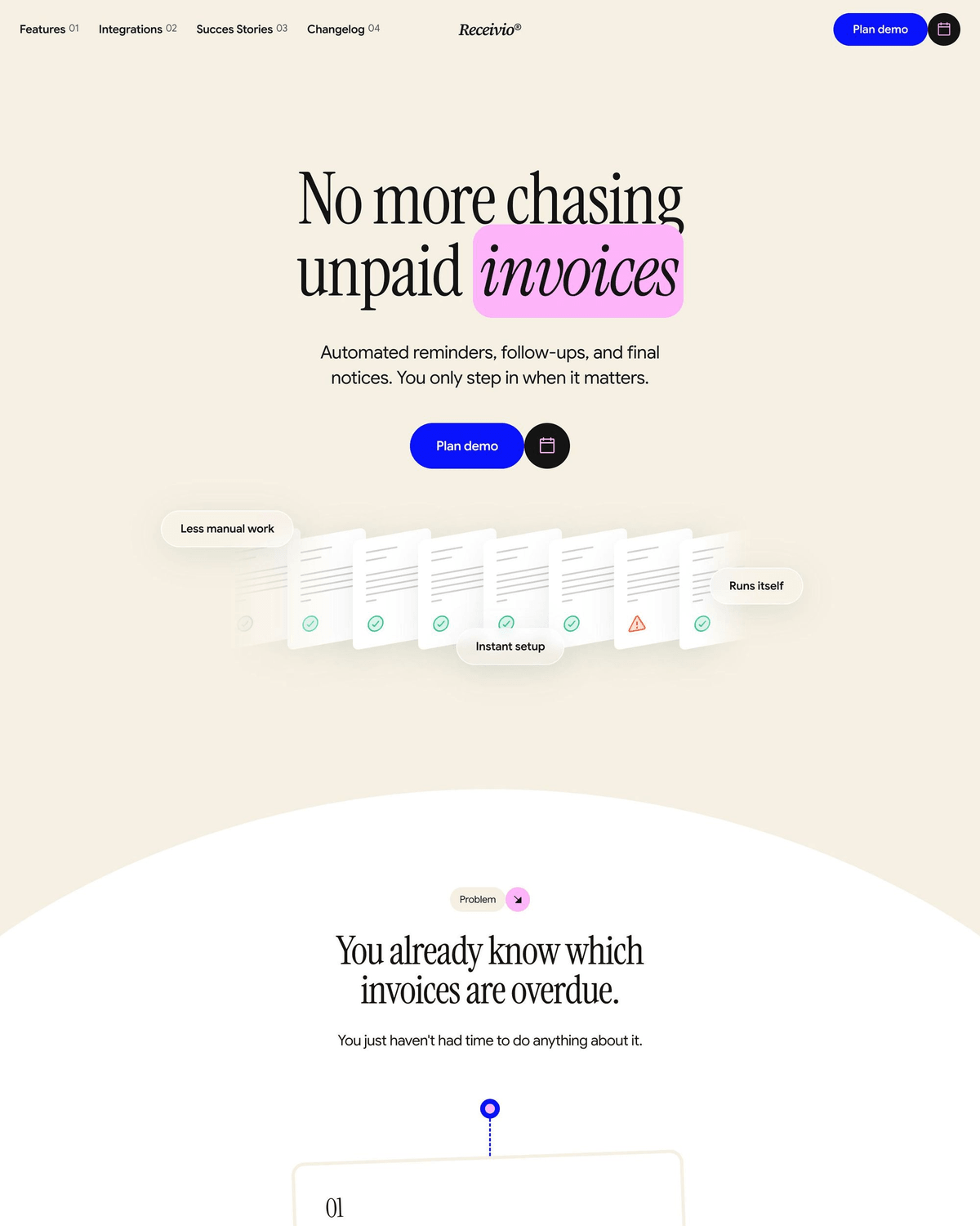 Receivio® - B2B SaaS website template for automation and workflow software screenshot