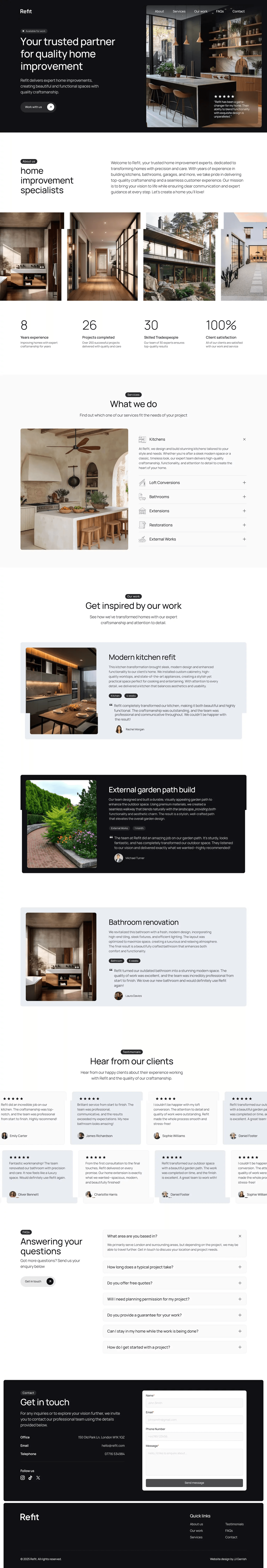 Refit - Construction & Renovation Website Template for Framer desktop screenshot
