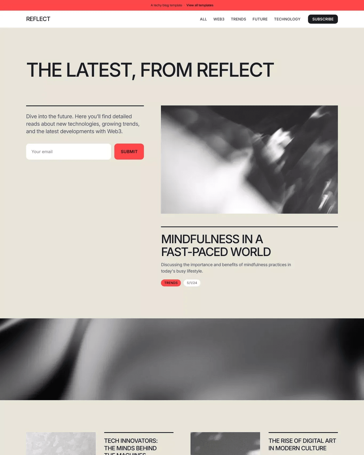 Reflect - Blog Template for Framer screenshot