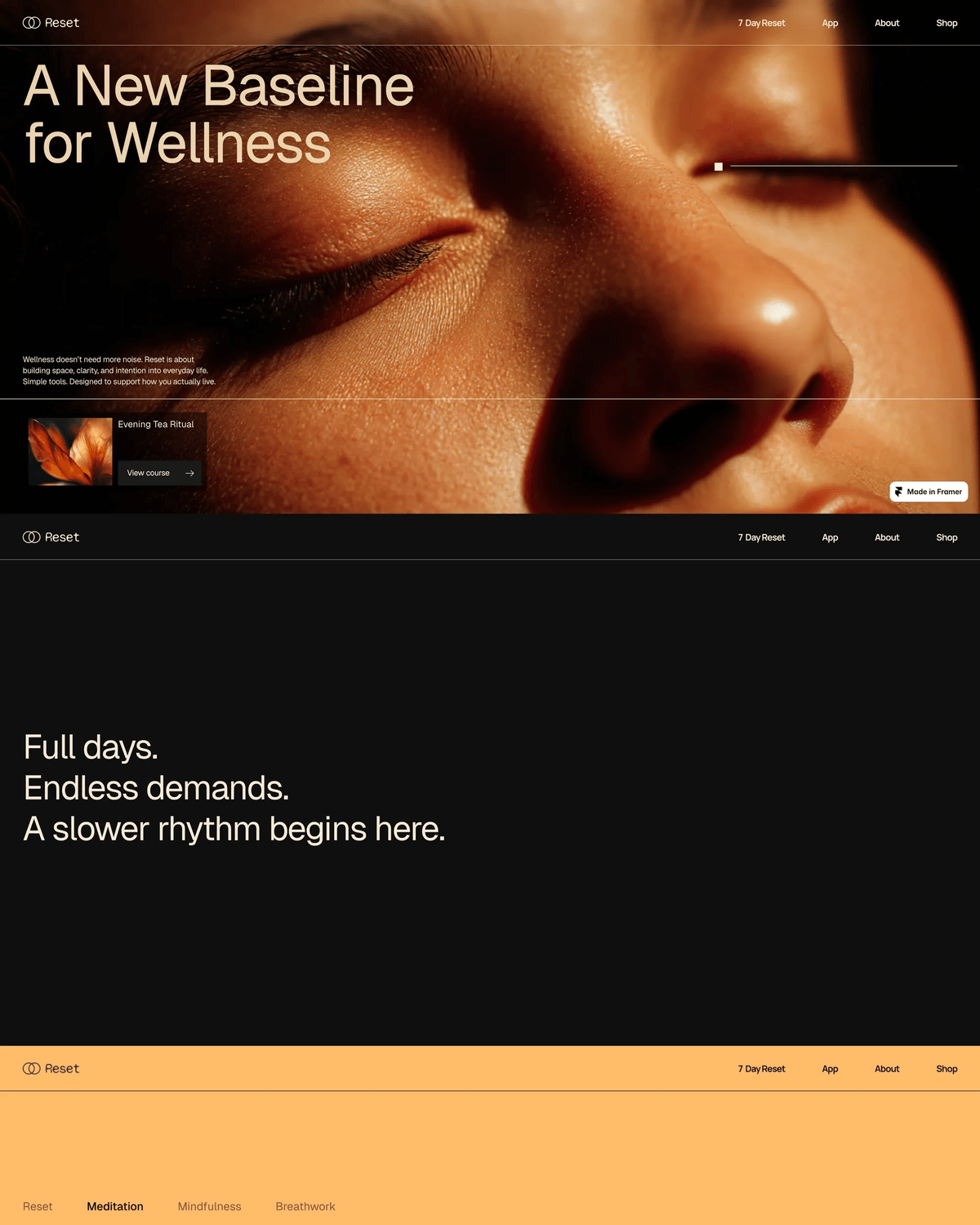 Reset - Framer template | Wellness Studio | Holistic Health & Balance screenshot