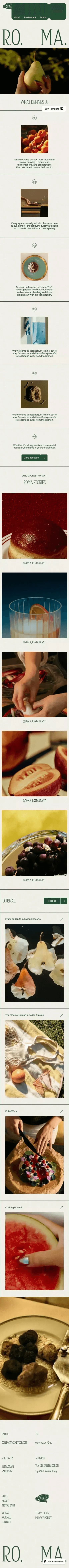 Roma - Hotel & Restaurant Framer Website Template mobile screenshot