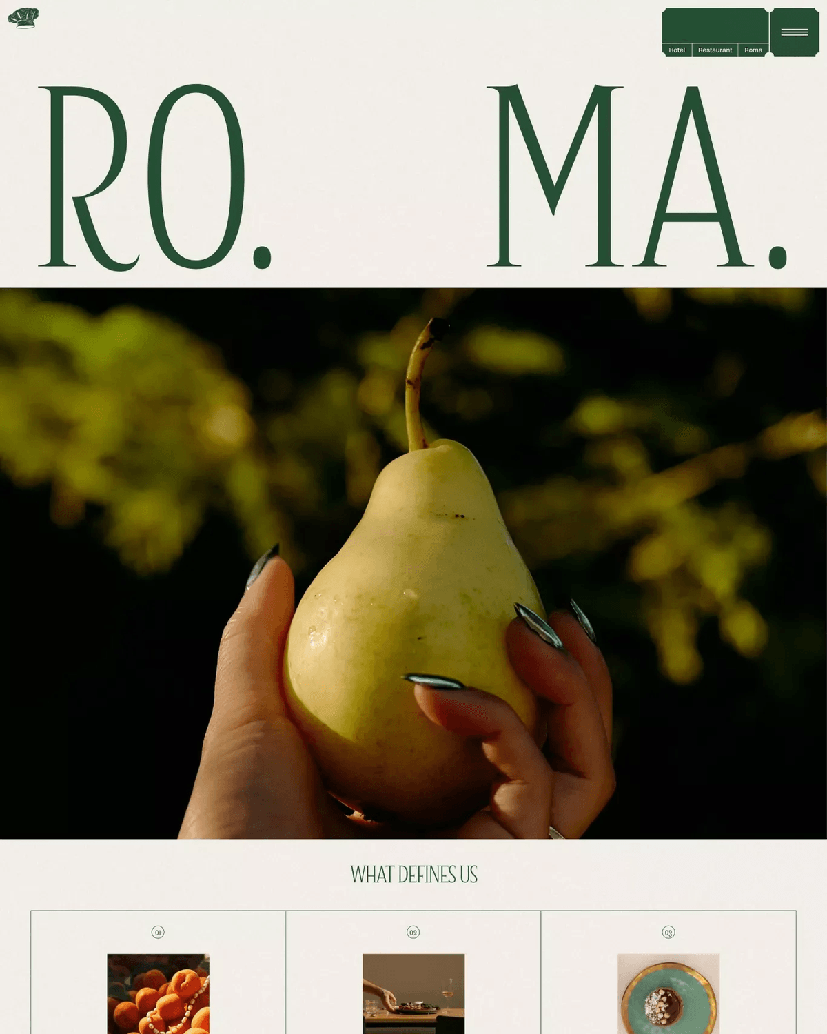 Roma - Hotel & Restaurant Framer Website Template screenshot