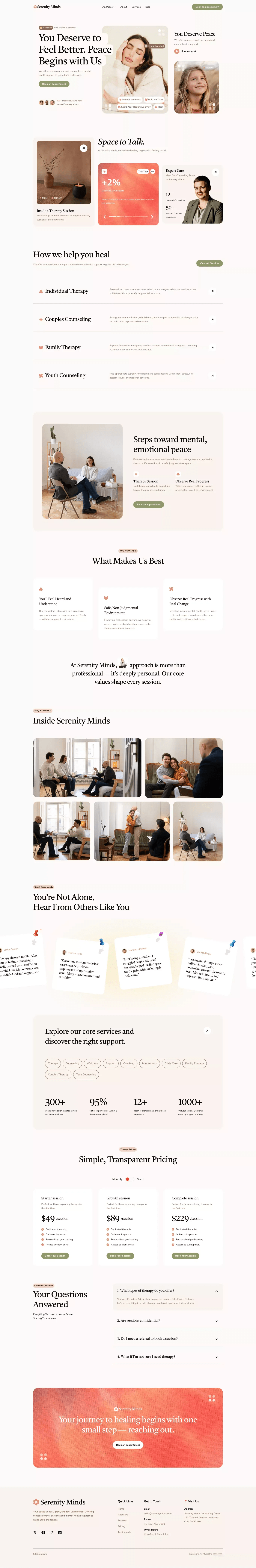 Serenity - Mental Health Counselling Framer Template desktop screenshot