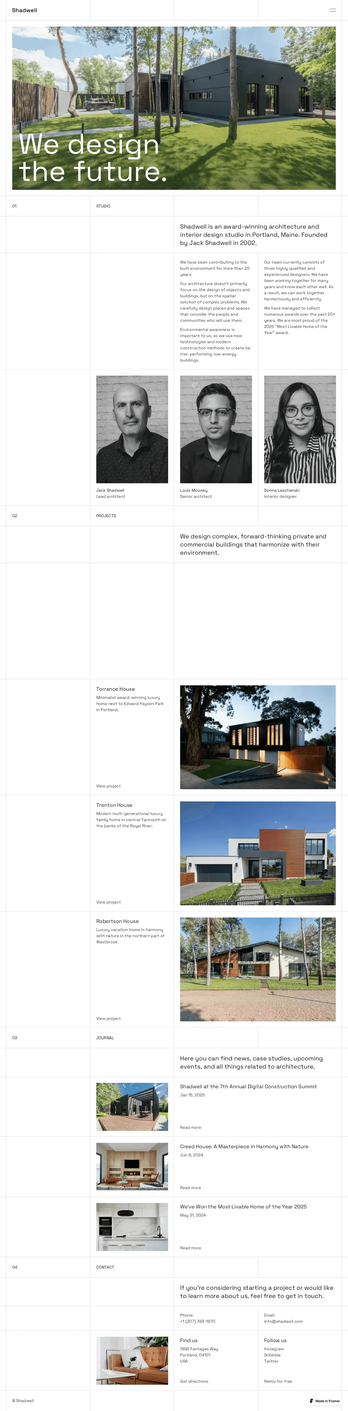 Shadwell - Architecture Framer Template desktop screenshot