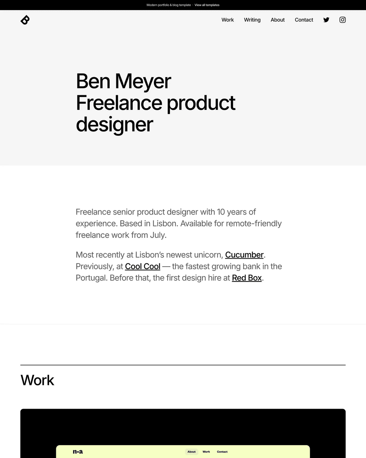 Sharp - Portfolio Template for Framer screenshot