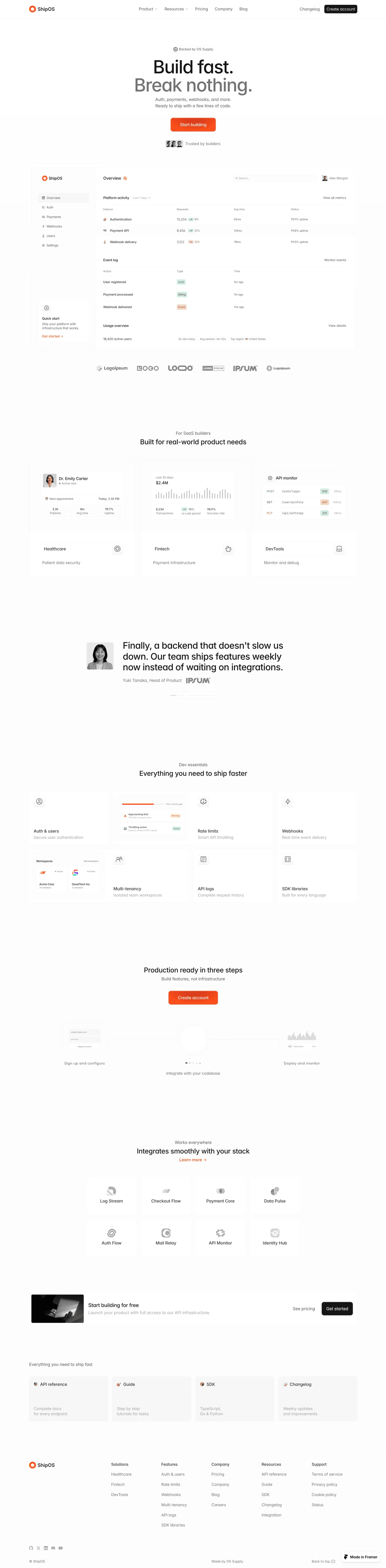 ShipOS - SaaS Framer Template desktop screenshot