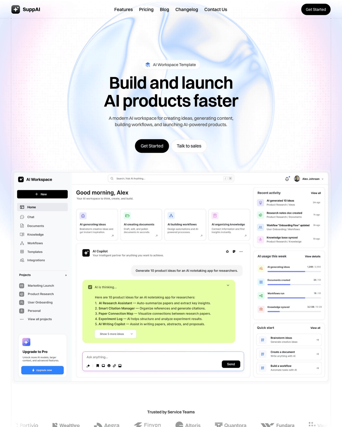 SuppAI — AI Workspace Framer Template screenshot