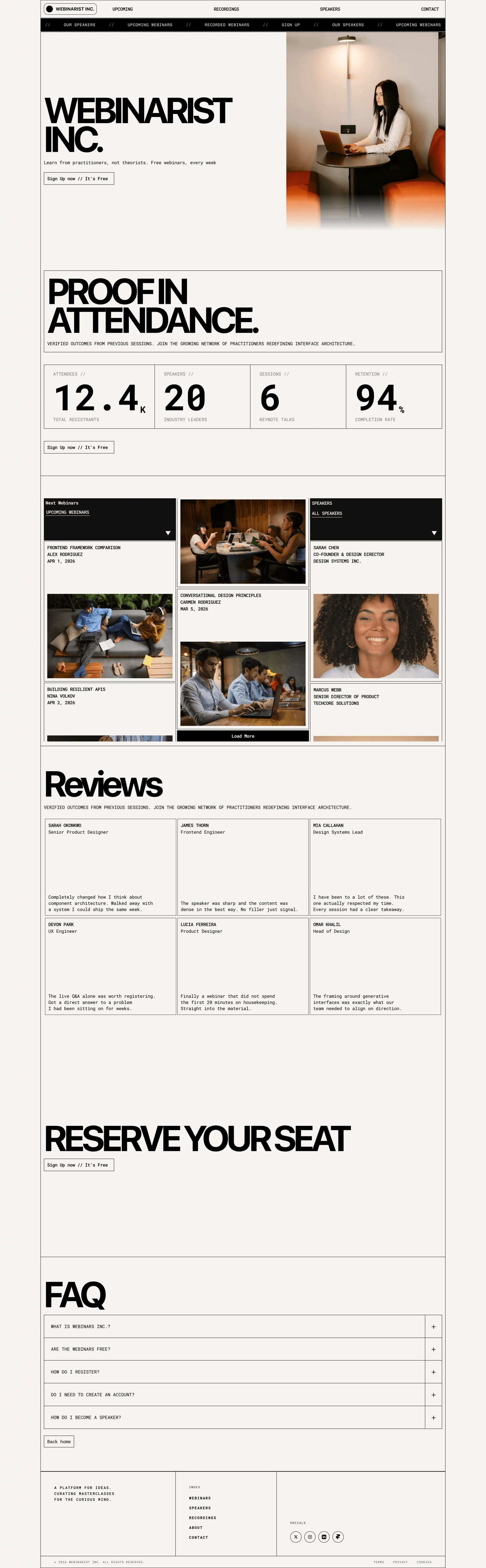 Webinarist - Brutalist Webinar & Sessions Template desktop screenshot