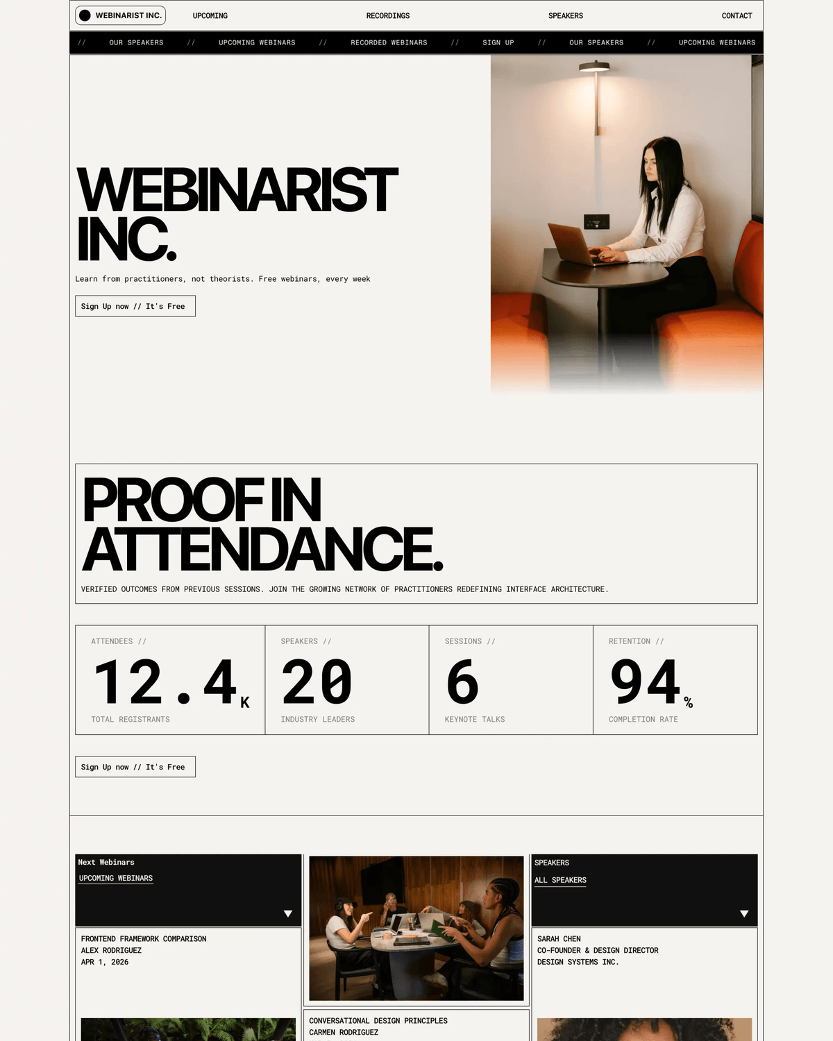 Webinarist - Brutalist Webinar & Sessions Template screenshot