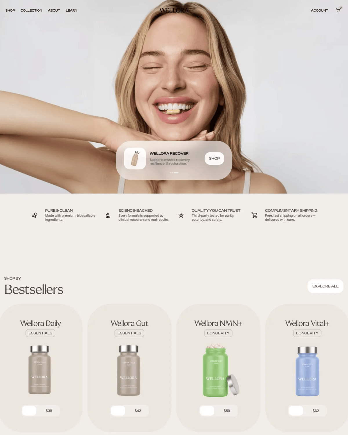 Wellora - Framer E-Commerce Template screenshot